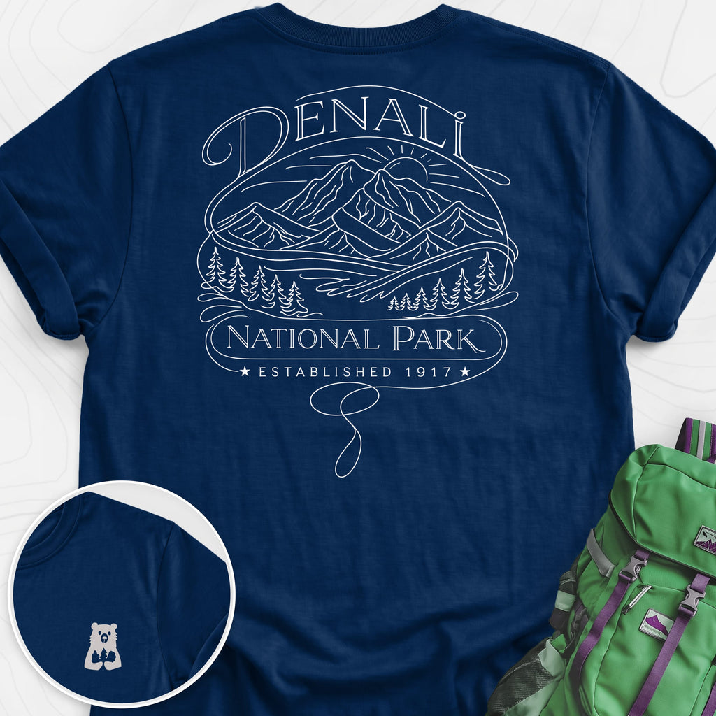Denali National Park Back Print Lightweight T-Shirt Gift For Hiker