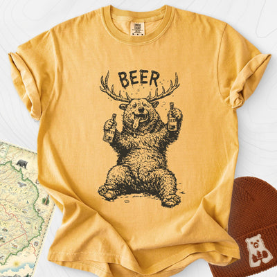Drunk Bear T-Shirt Gift For Hiker