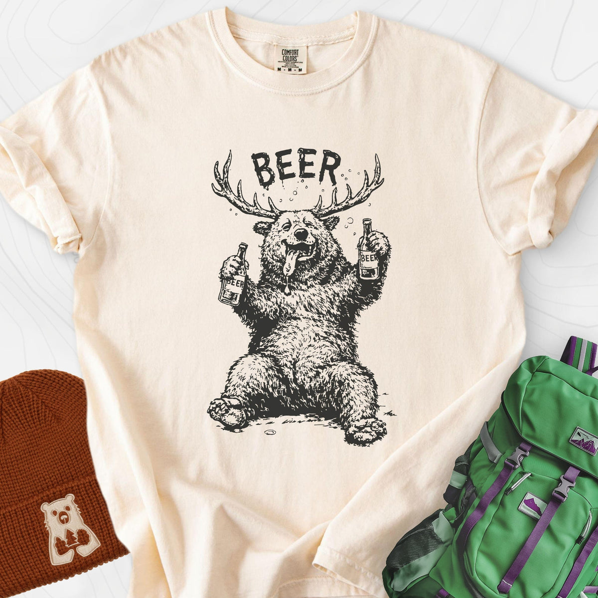 Drunk Bear T-Shirt Gift For Hiker