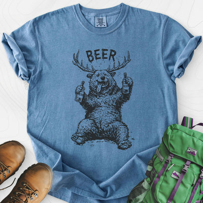 Drunk Bear T-Shirt Gift For Hiker