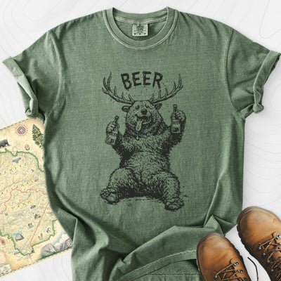 Drunk Bear T-Shirt Gift For Hiker