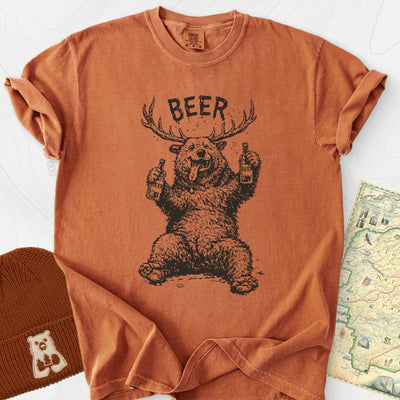 Drunk Bear T-Shirt Gift For Hiker