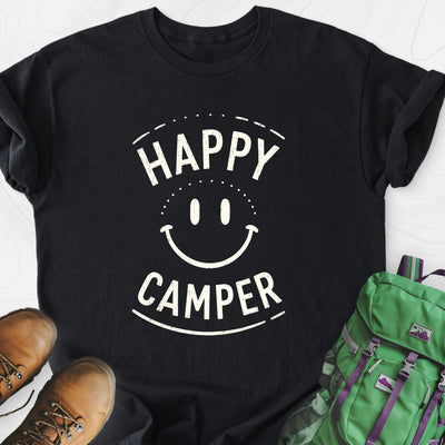 Happy Camper Smile Lightweight T-Shirt Gift For Hiker