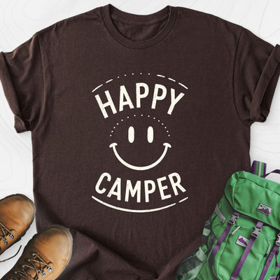 Happy Camper Smile Lightweight T-Shirt Gift For Hiker