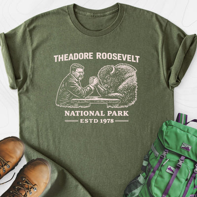 Roosevelt Bison Arm Wrestle Lightweight T-Shirt Gift For Hiker