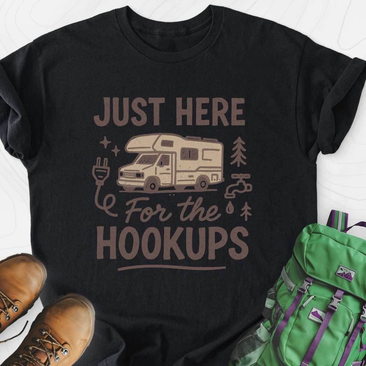 Hookups Camper Lightweight T-Shirt Gift For Hiker