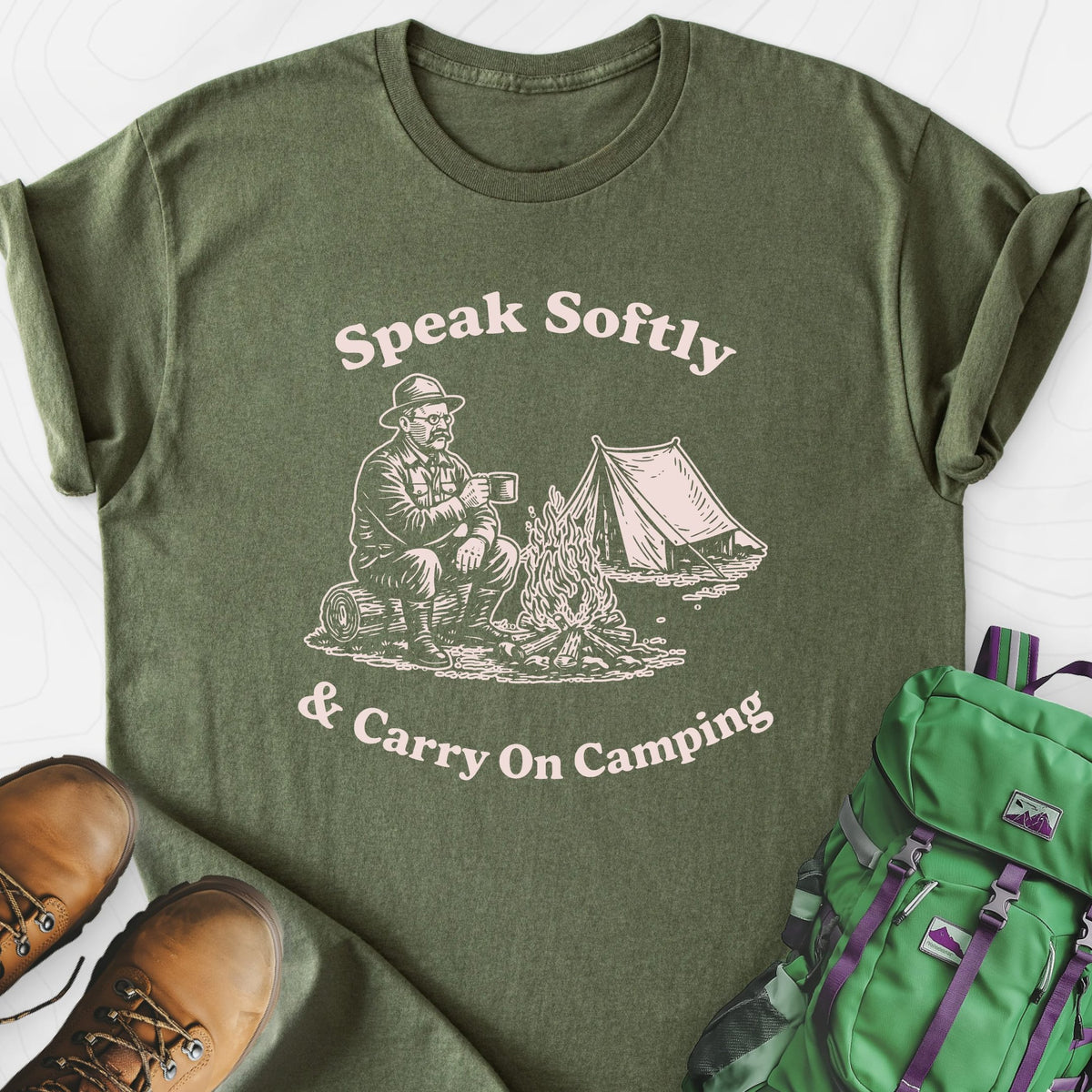 Speak Softly Campfire Lightweight T-Shirt Gift For Hiker