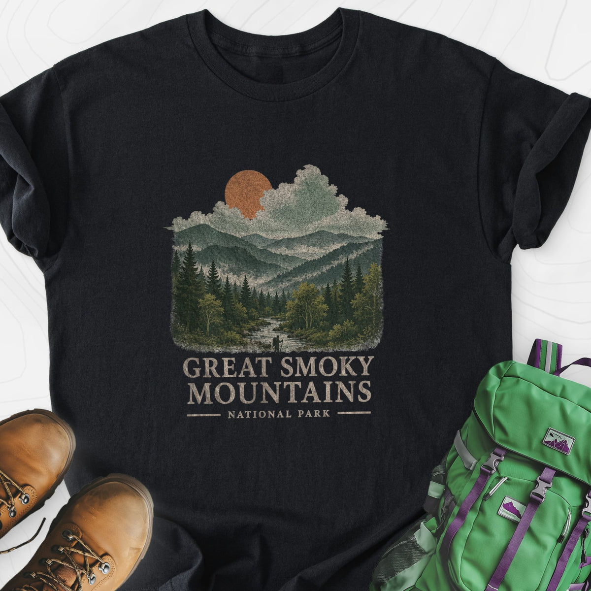 Smoky Mountain View Lightweight T-Shirt Gift For Hiker