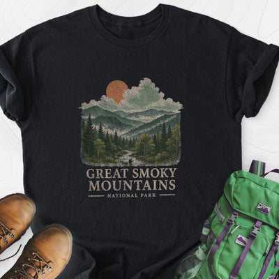 Smoky Mountain View Lightweight T-Shirt Gift For Hiker