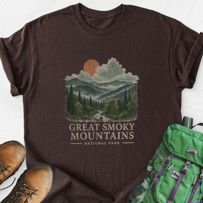 Smoky Mountain View Lightweight T-Shirt Gift For Hiker