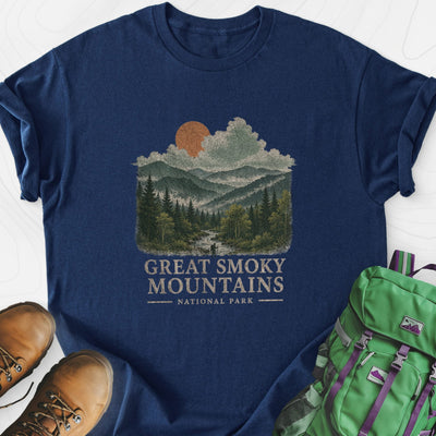 Smoky Mountain View Lightweight T-Shirt Gift For Hiker