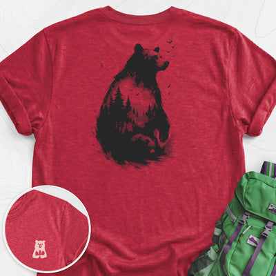 Bear Silhouette Back Print Lightweight T-Shirt Gift For Hiker