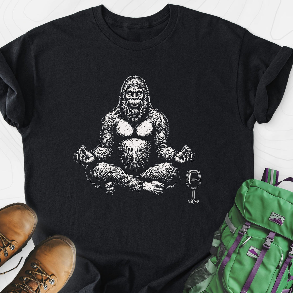 Zen Squatch Sip Lightweight T-Shirt Gift For Hiker