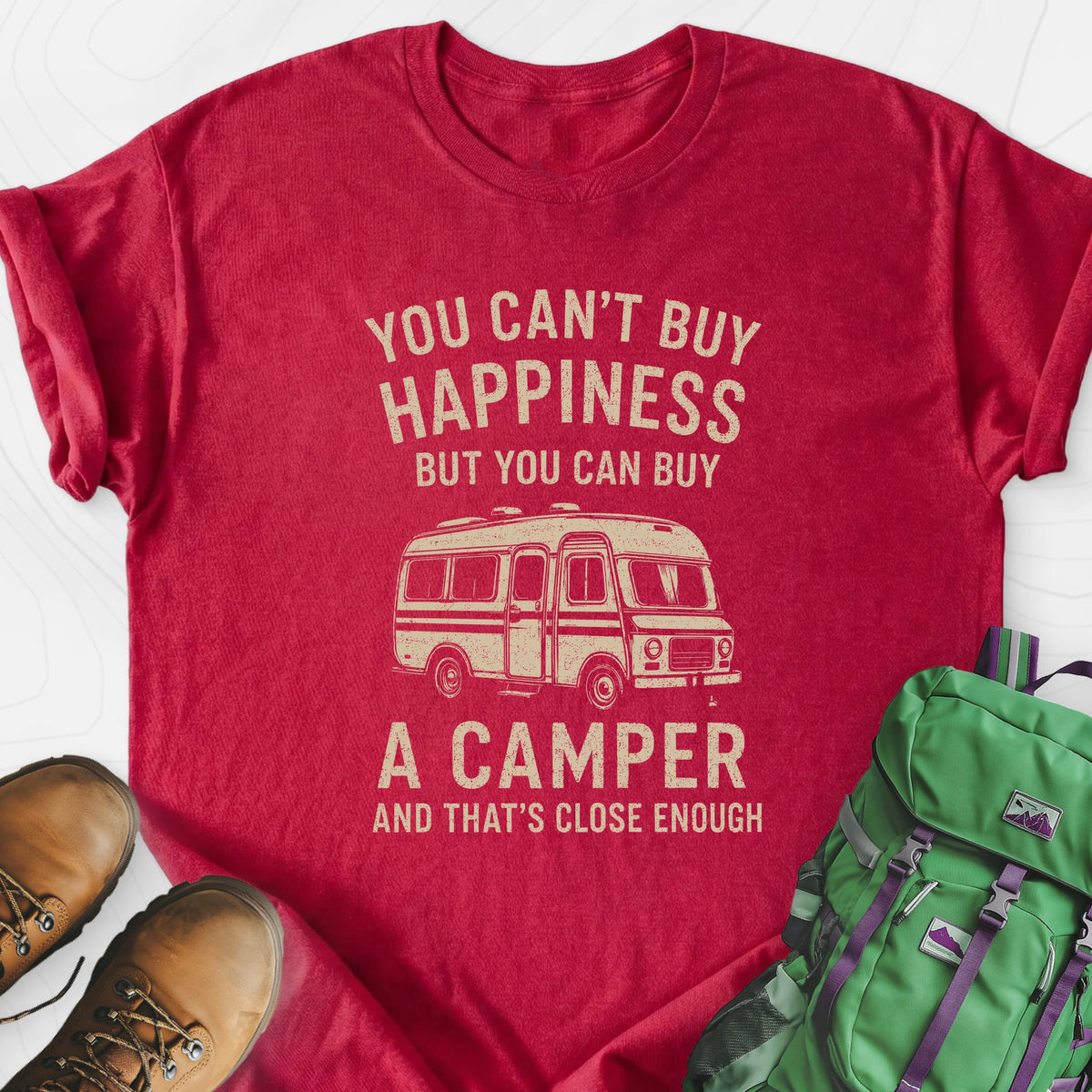 Camper Happiness Lightweight T-Shirt Gift For Hiker