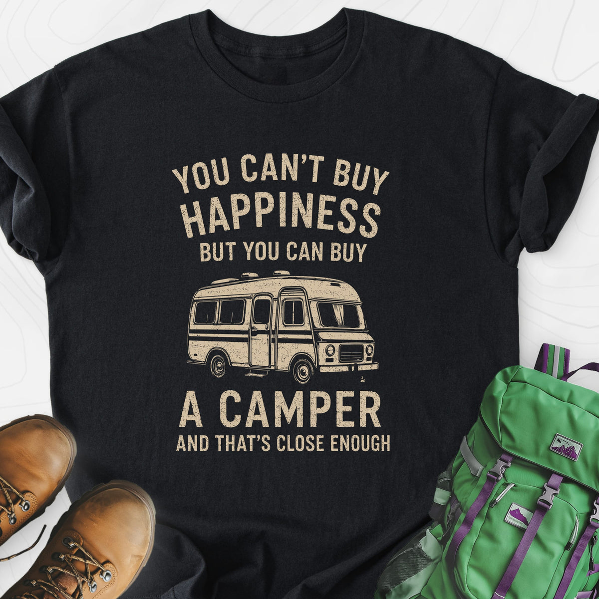 Camper Happiness Lightweight T-Shirt Gift For Hiker