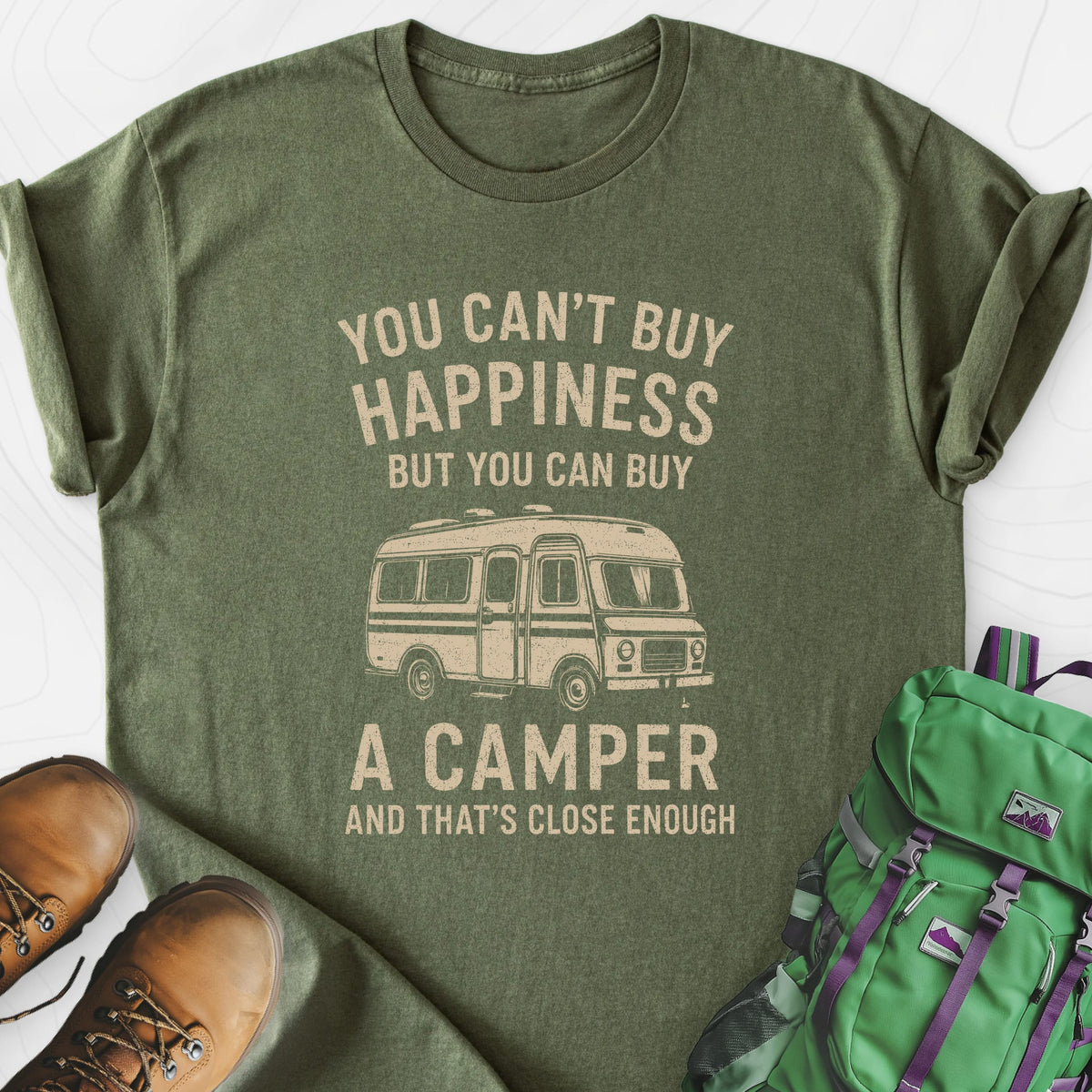 Camper Happiness Lightweight T-Shirt Gift For Hiker