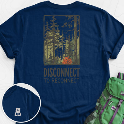 Disconnect Forest Back Print Lightweight T-Shirt Gift For Hiker