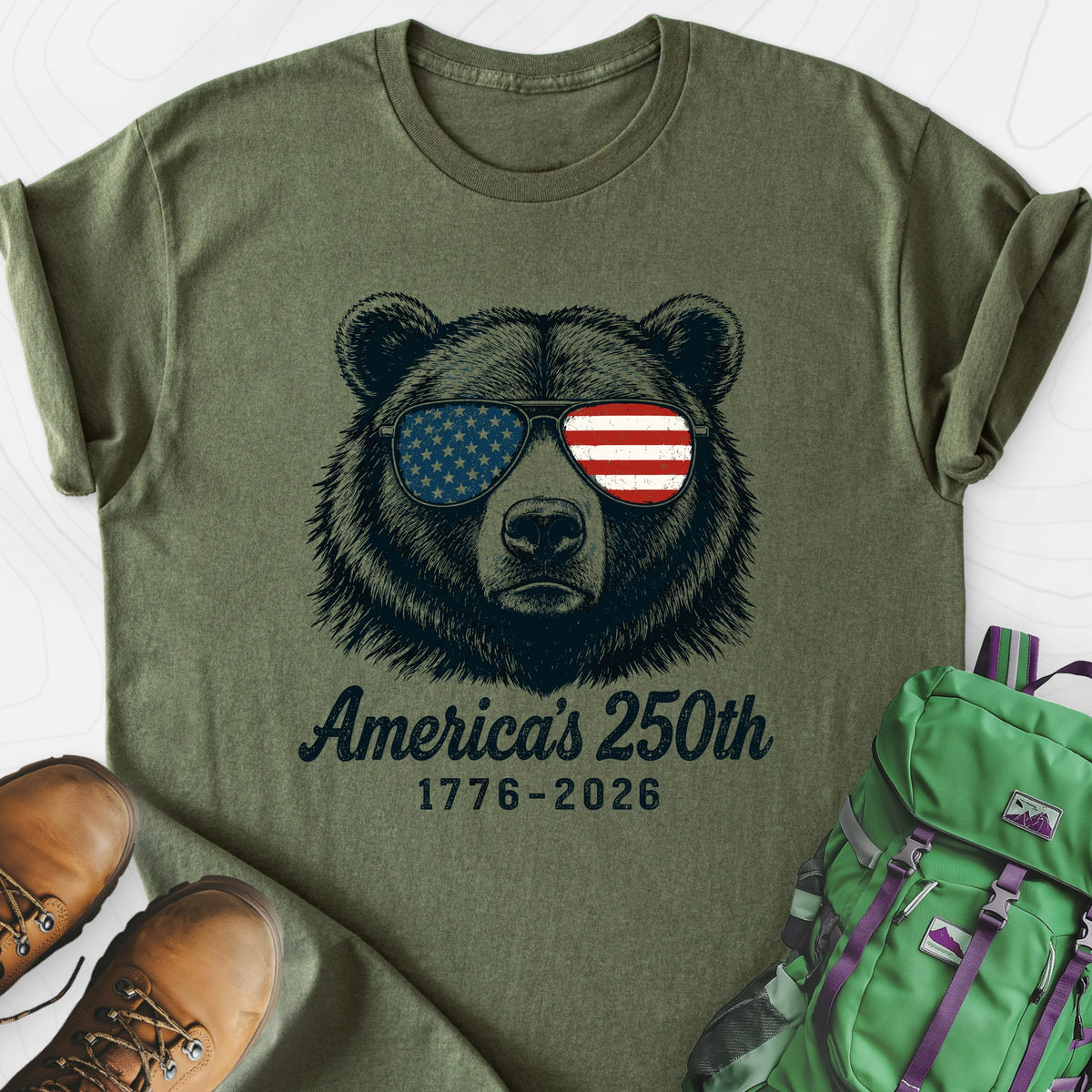 250th Bear Shades Lightweight T-Shirt Gift For Hiker