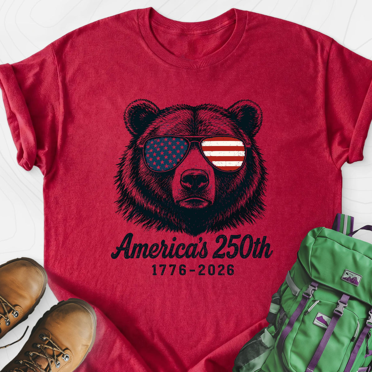 250th Bear Shades Lightweight T-Shirt Gift For Hiker