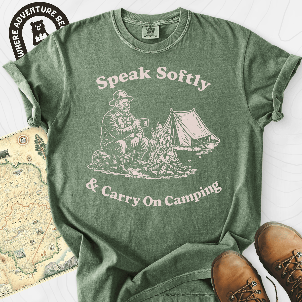 Speak Softly Campfire T-Shirt Gift For Hiker