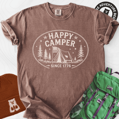 Happy Camper Badge T-Shirt Gift For Hiker