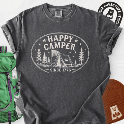Happy Camper Badge T-Shirt Gift For Hiker