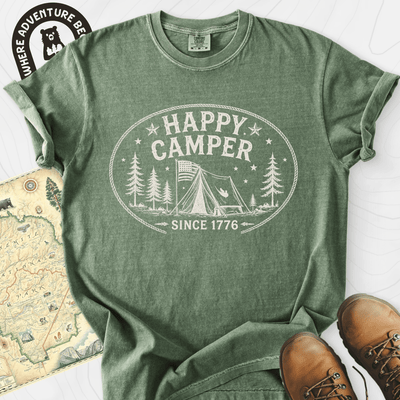 Happy Camper Badge T-Shirt Gift For Hiker