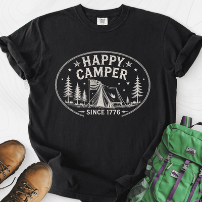 Happy Camper Badge T-Shirt Gift For Hiker