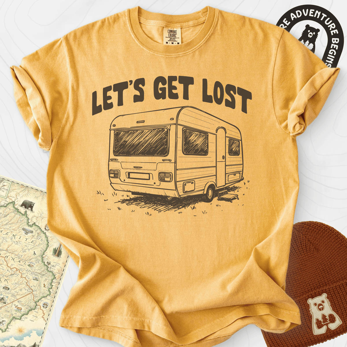 Let's Get Lost Camper T-Shirt Gift For Hiker