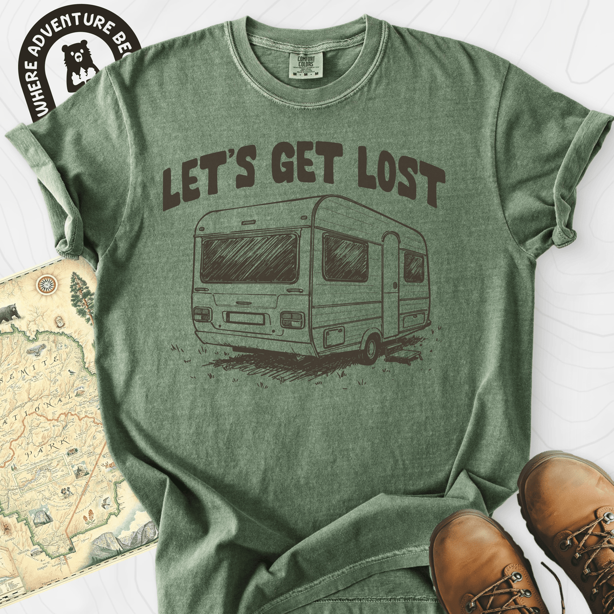 Let's Get Lost Camper T-Shirt Gift For Hiker