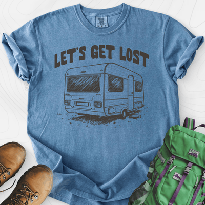 Let's Get Lost Camper T-Shirt Gift For Hiker