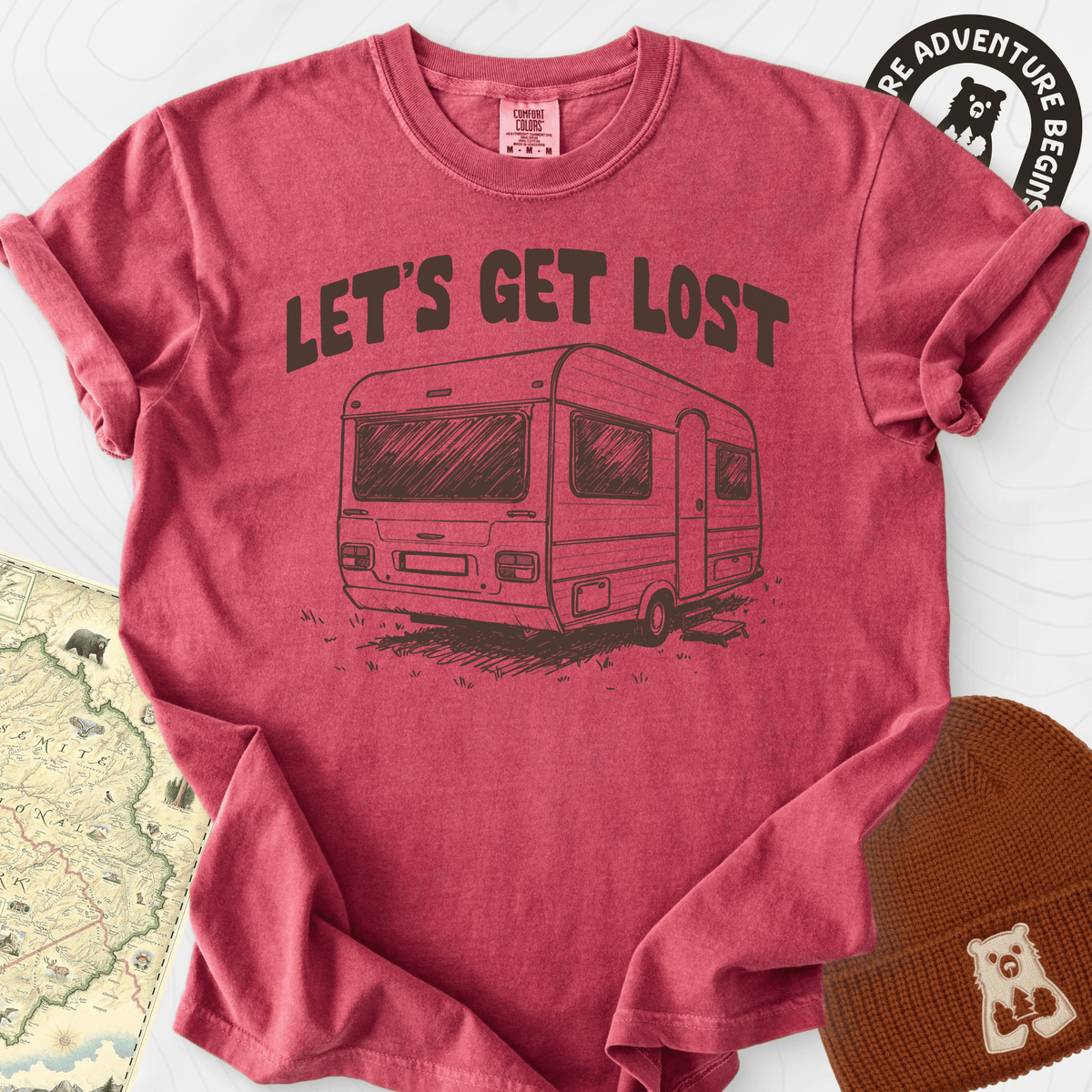 Let's Get Lost Camper T-Shirt Gift For Hiker