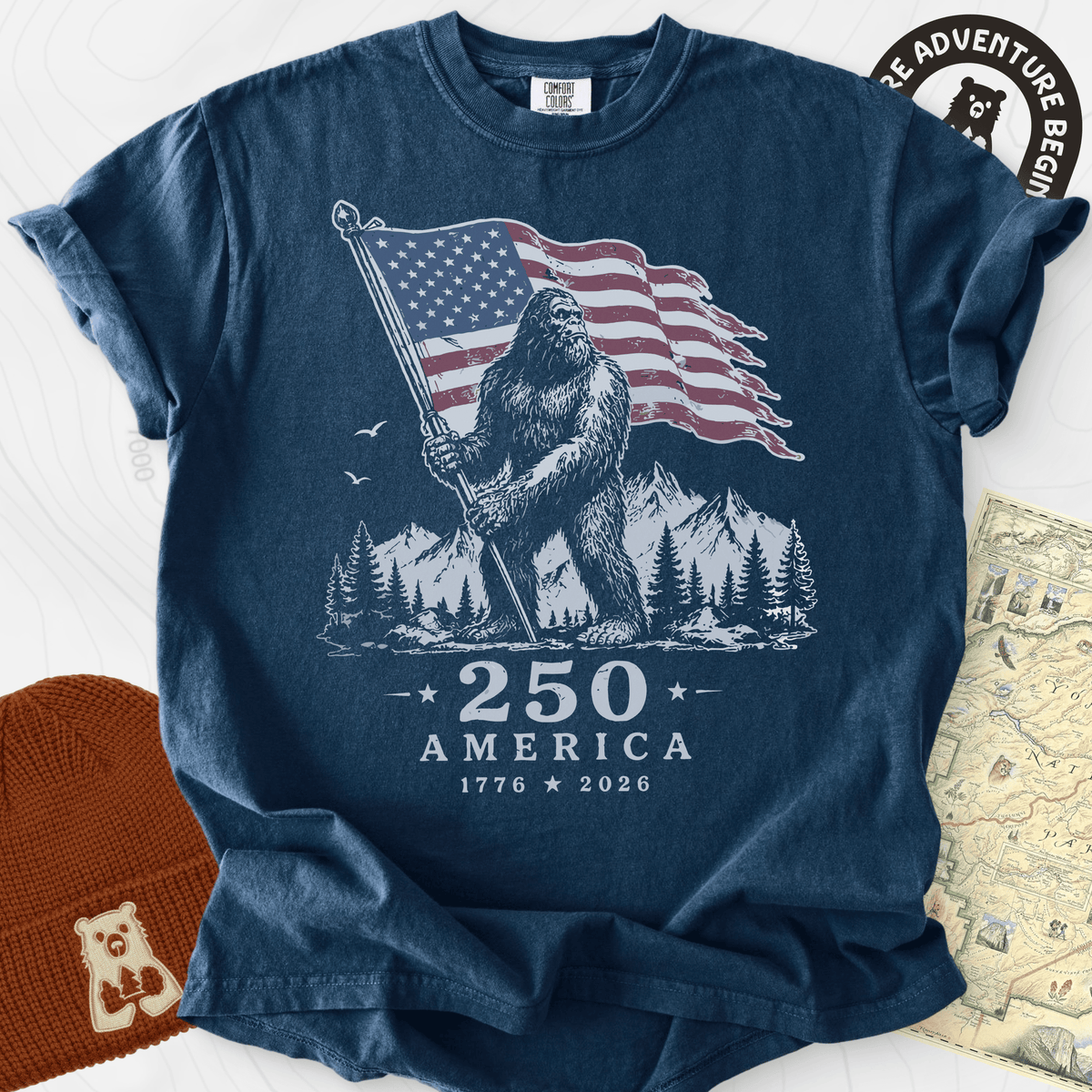 Bigfoot Patriot T-Shirt Gift For Hiker