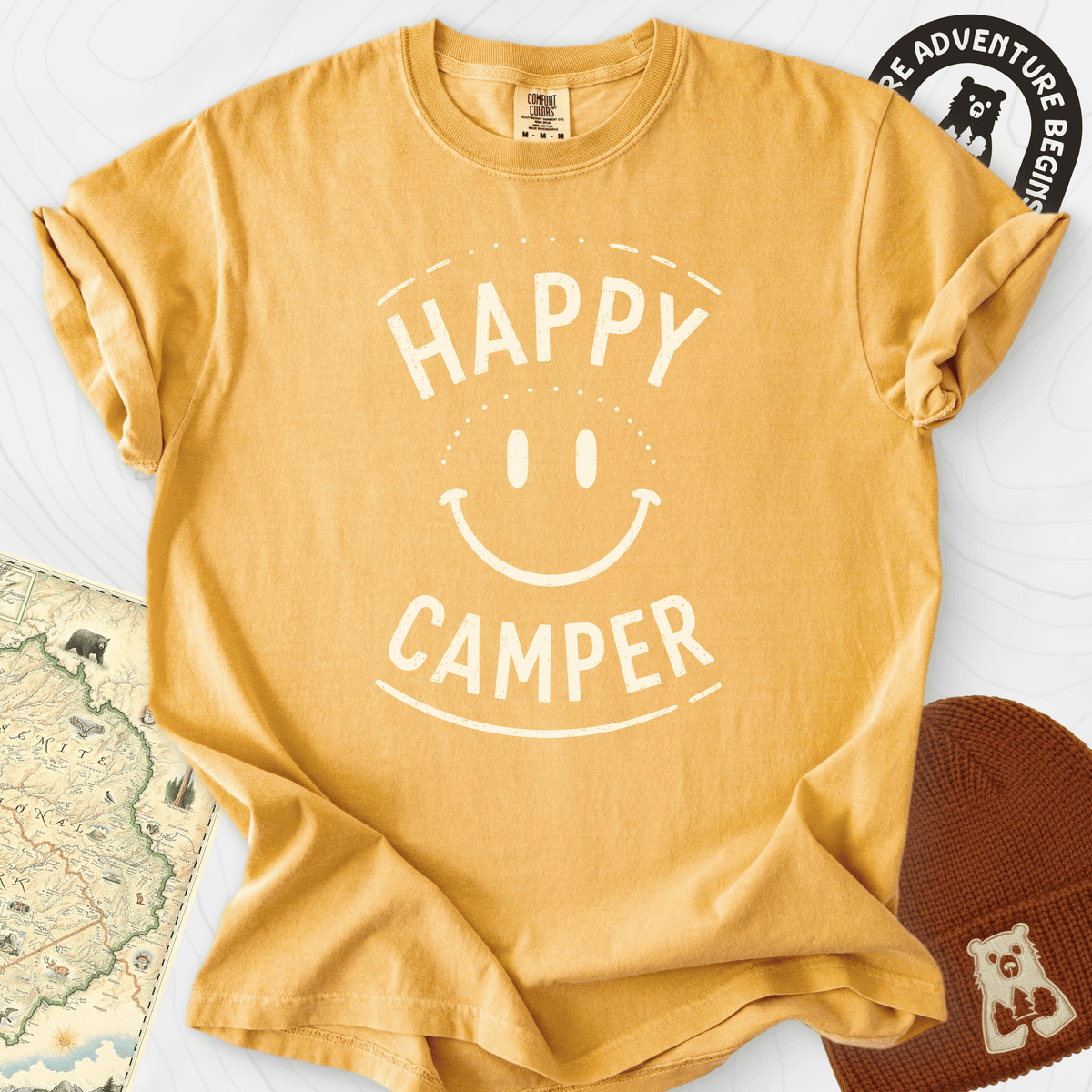 Happy Camper Smile T-Shirt Gift For Hiker
