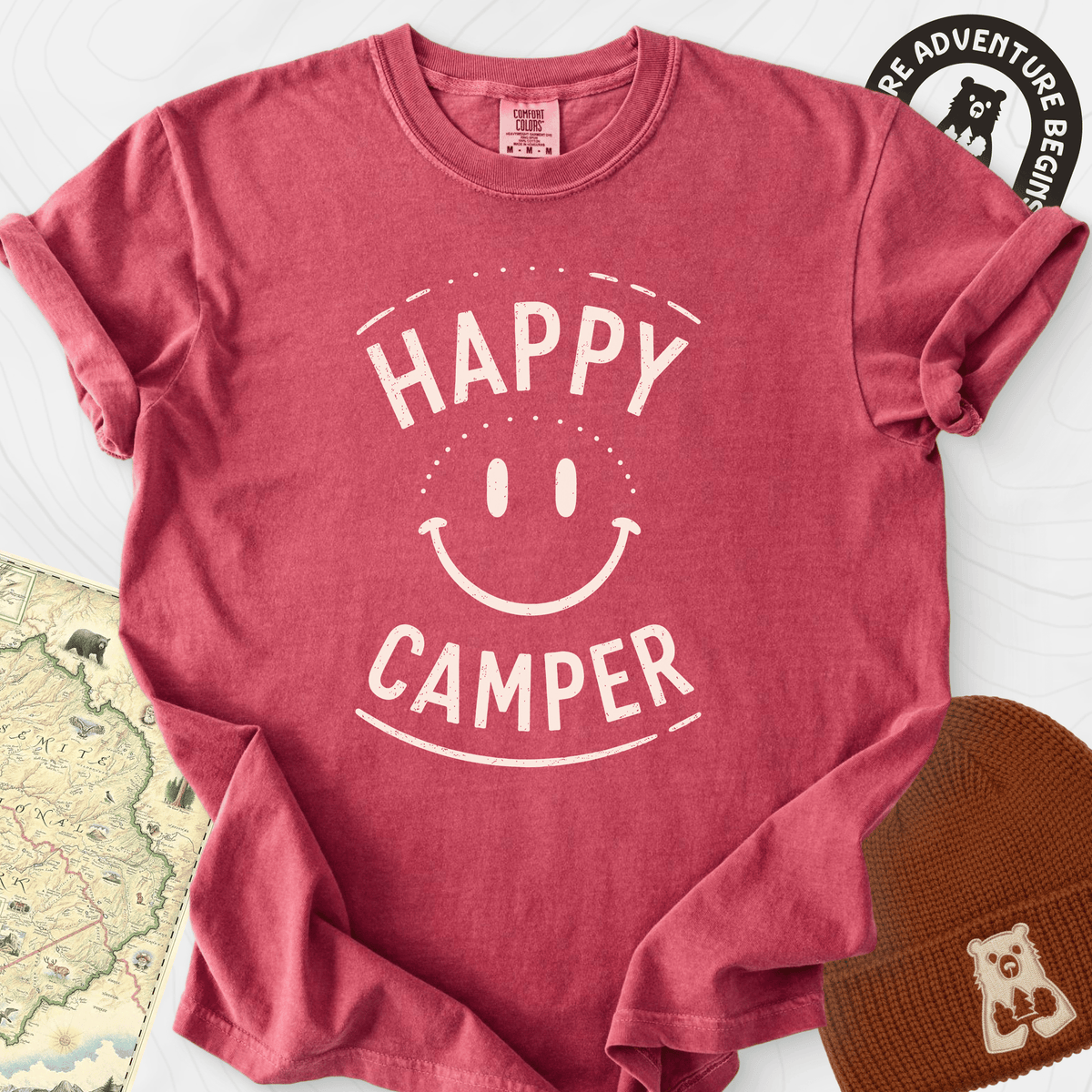 Happy Camper Smile T-Shirt Gift For Hiker