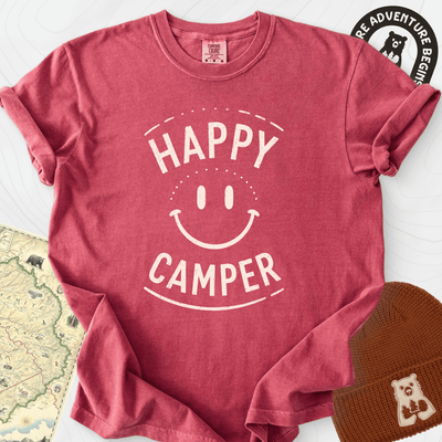 Happy Camper Smile T-Shirt Gift For Hiker
