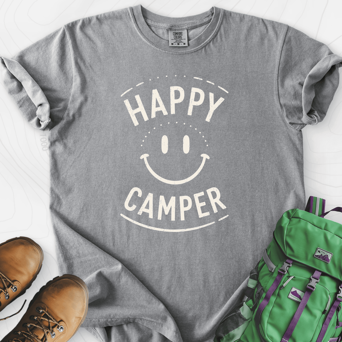 Happy Camper Smile T-Shirt Gift For Hiker