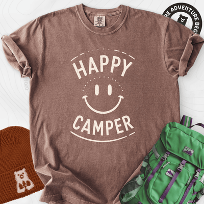 Happy Camper Smile T-Shirt Gift For Hiker