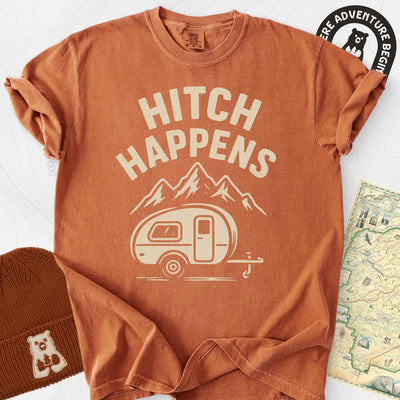 Hitch Happens T-Shirt Gift For Hiker