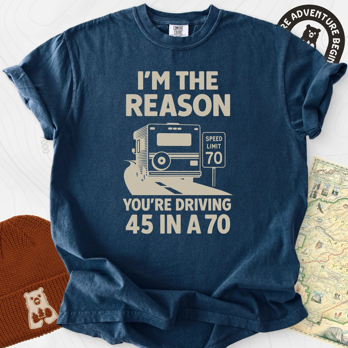Driving 45 in a 70 T-Shirt Gift For Hiker