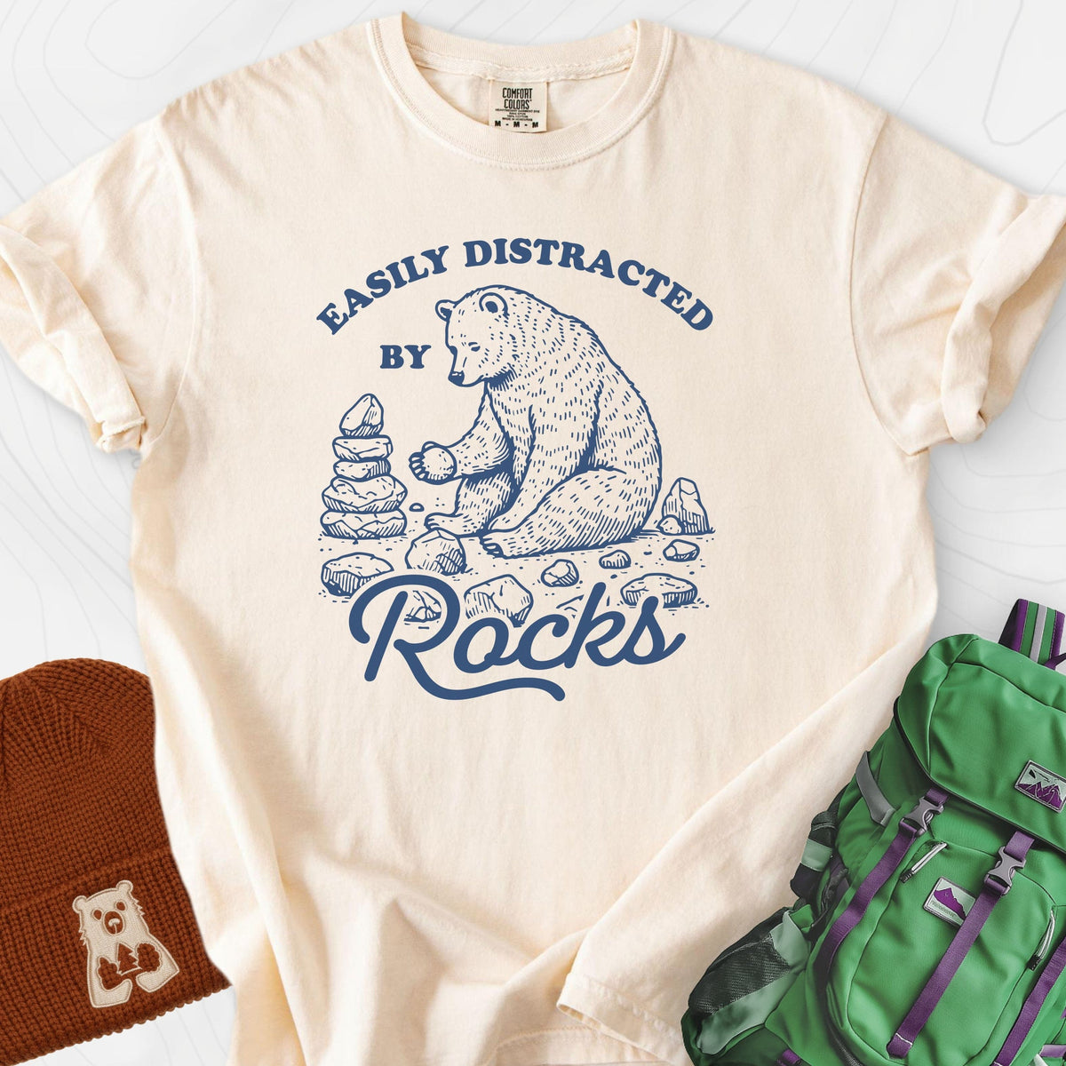 Easily Distracted by Rocks T-Shirt Gift For Hiker