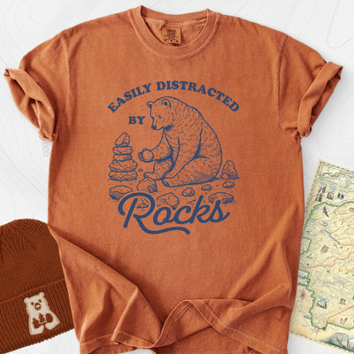 Easily Distracted by Rocks T-Shirt Gift For Hiker