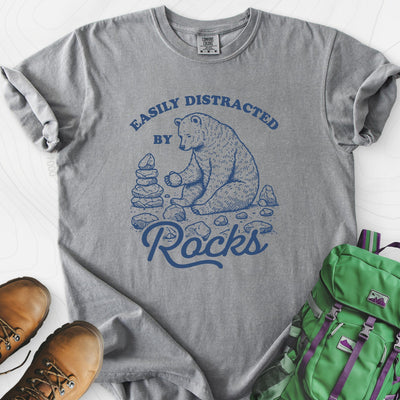 Easily Distracted by Rocks T-Shirt Gift For Hiker