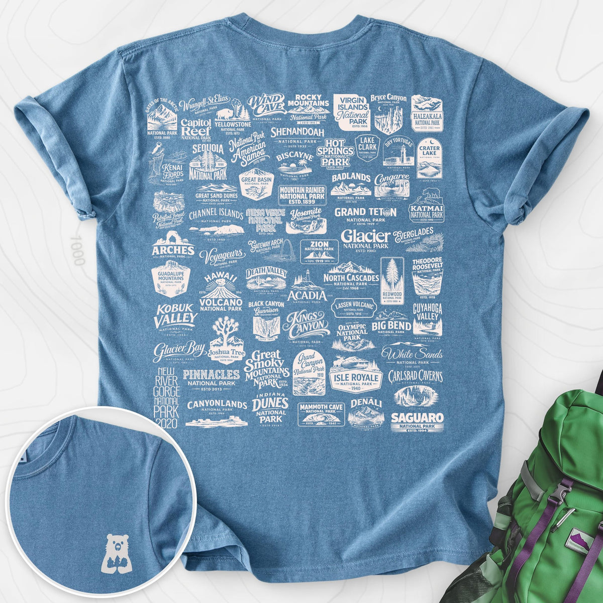 National Parks Back Print T-shirt Gift For Hiker