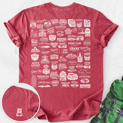 National Parks Back Print T-shirt Gift For Hiker