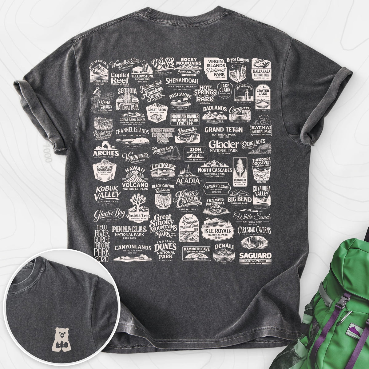 National Parks Back Print T-shirt Gift For Hiker