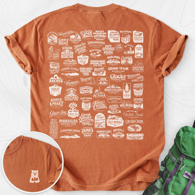 National Parks Back Print T-shirt Gift For Hiker