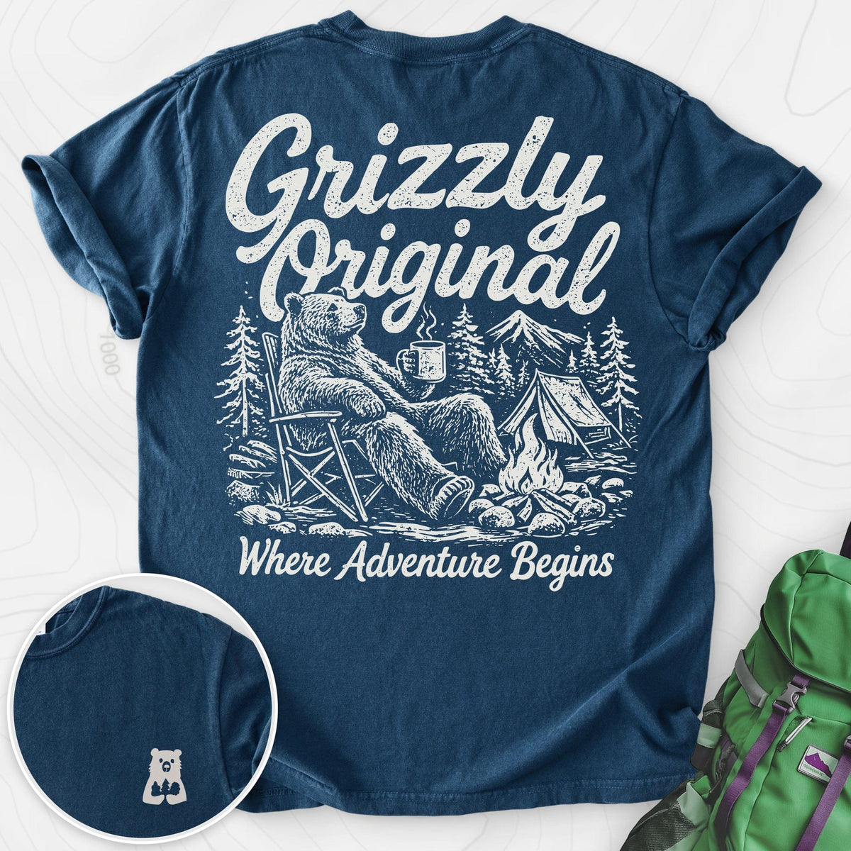 Grizzly Original Back Print T-shirt Gift For Hiker
