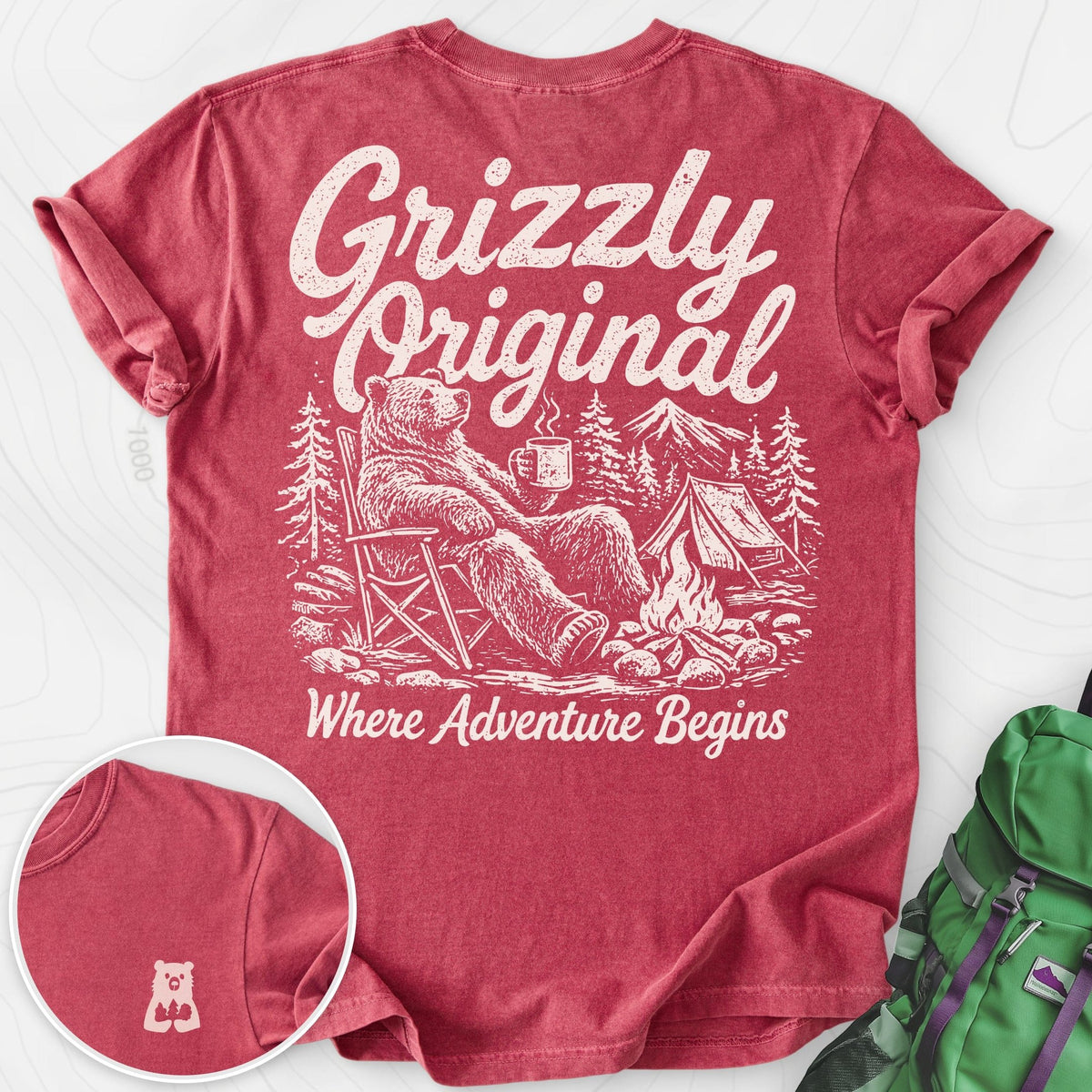 Grizzly Original Back Print T-shirt Gift For Hiker