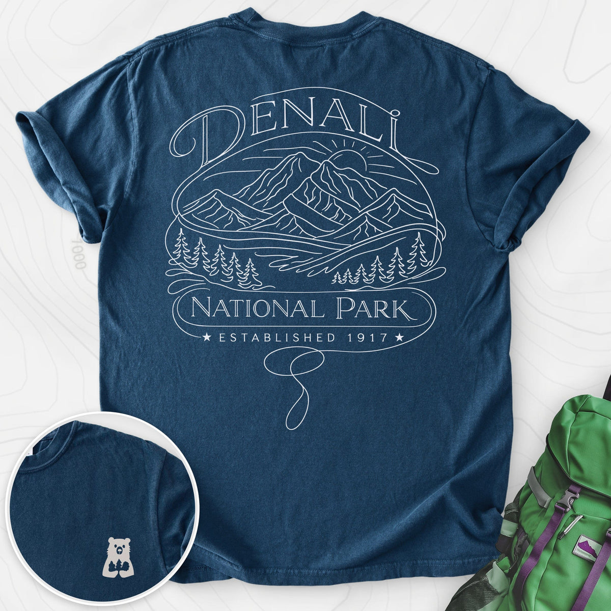 Denali National Park Back Print T-shirt Gift For Hiker
